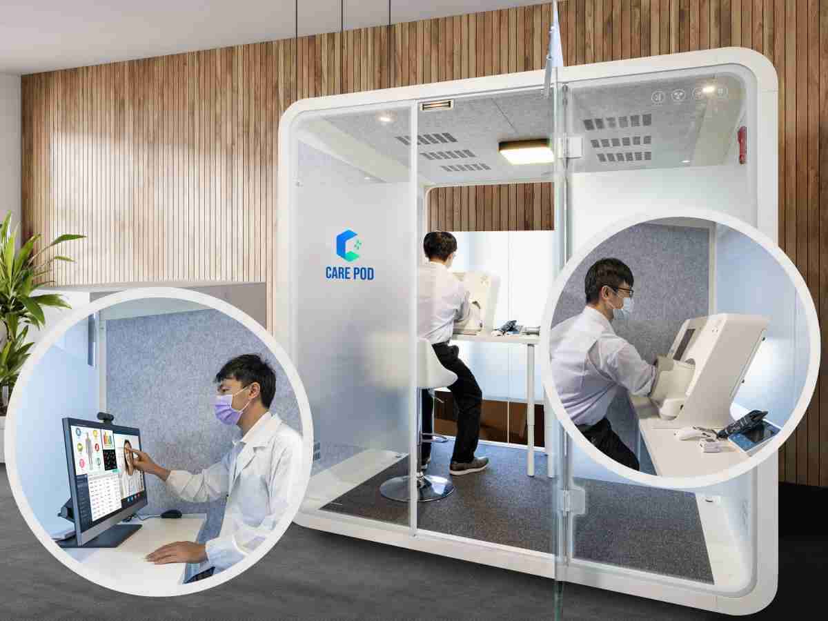 达擎于医疗科技展中展出＂远距诊疗舱＂，，，以因应医疗数字化及社会高龄化趋势下、、复诊及慢性病患等族群对于远距看诊需求逐渐升高所推出的创新整合方案。。。。多功能合一、、高隐私性的远距诊疗舱可根据病患端与医师端的不同需求，，提供弹性化及客制化功能，，节省医生和病患的精力及时间