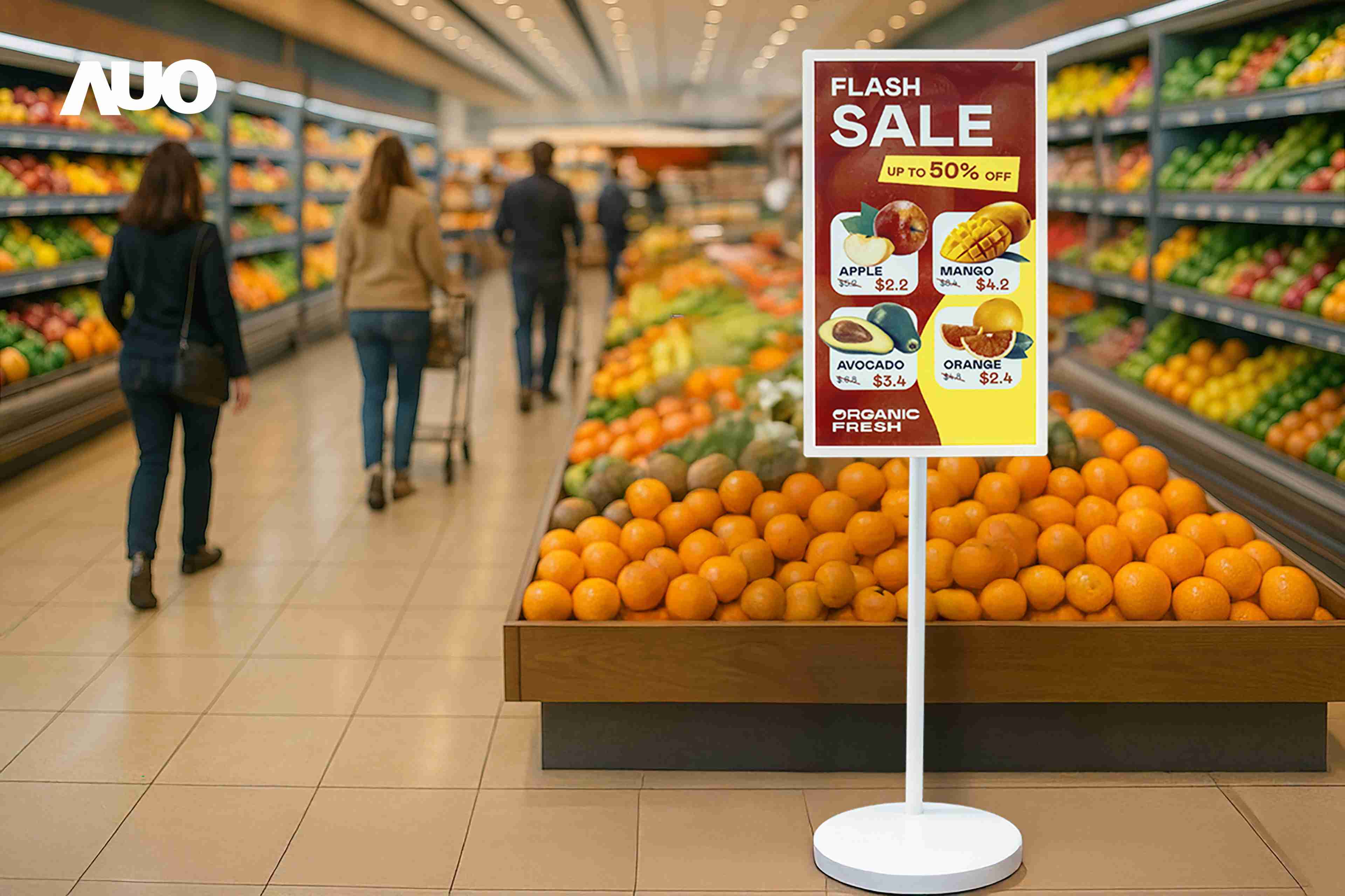 达擎首亮相低功耗、、全彩的〝aecoPost电子纸解决方案〞，，，仅在更新画面时需要微量的电力驱动，，无需布建电线的便捷设计，，，，使其可灵活应用、、、、随意置放，，并可透过云端或行动装置app，，，轻松管理及排程广告内容，，，，晋升店头营销利器。。。